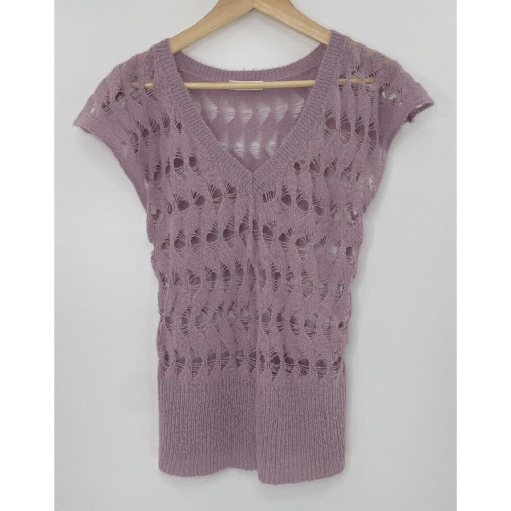 Old Navy Women’s Lightweight‎ Crocheted Purple Sweater Size M, Boho, Fairy